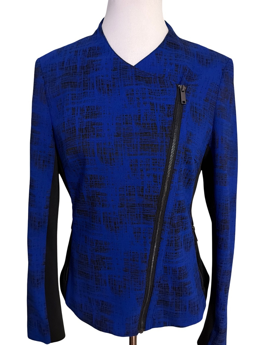DKNY Blazer Cobalt Blue Asymmetrical Zip Large